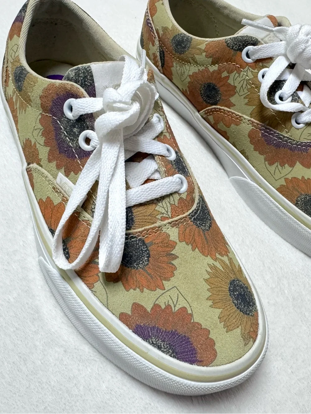 Vans Women's Sunflower Print Canvas Sneakers - Orange, Purple, Black, White